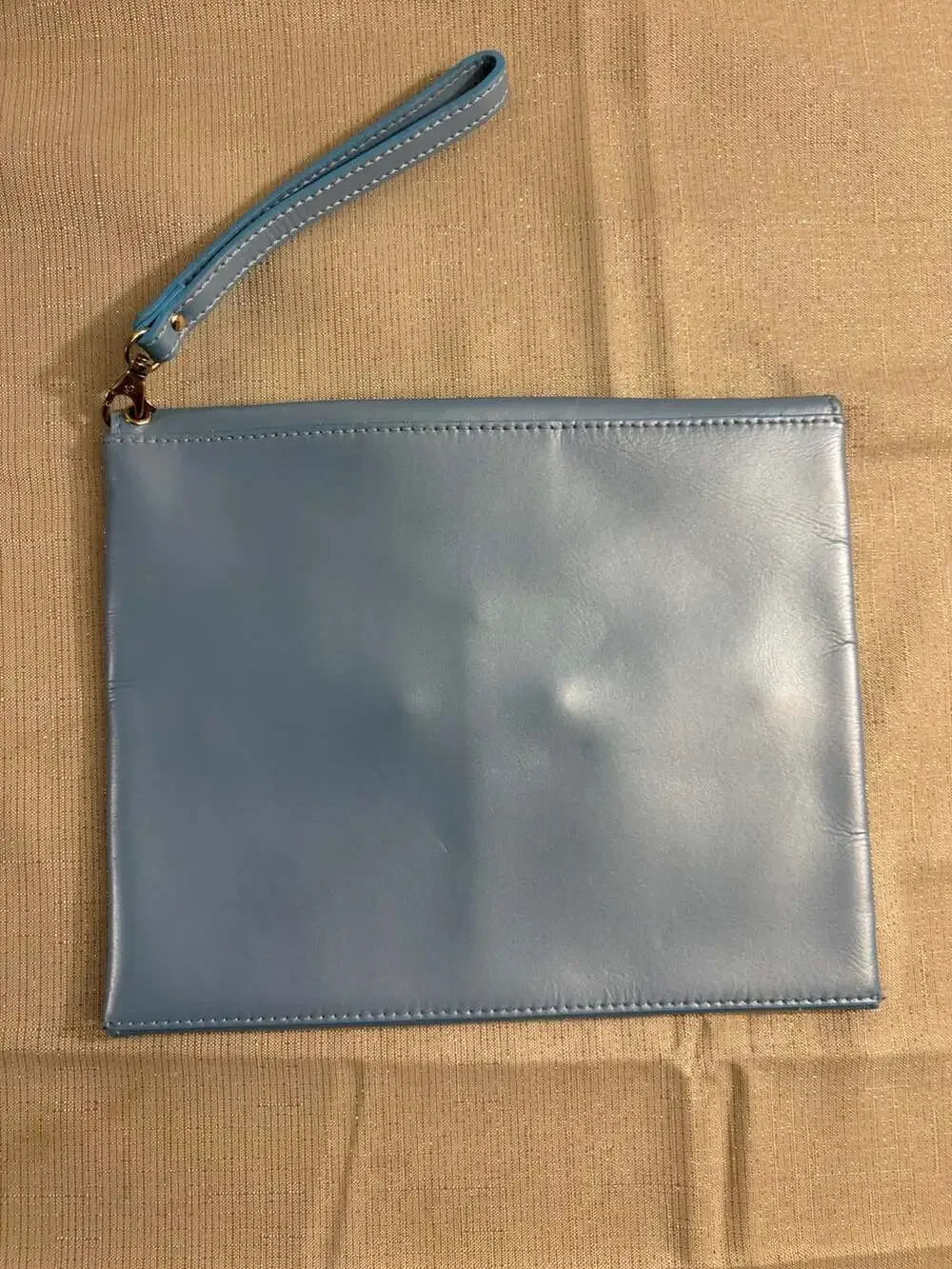 Garuglieri Blue Leather Envelope Wristlet Clutch